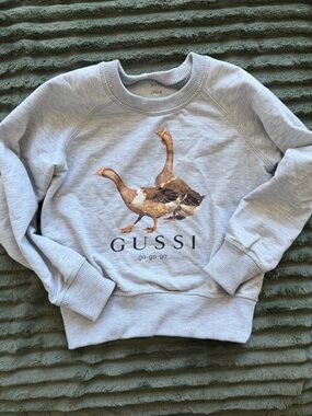 Gussi Kids' Light Gray Goose Graphic Sweatshirt